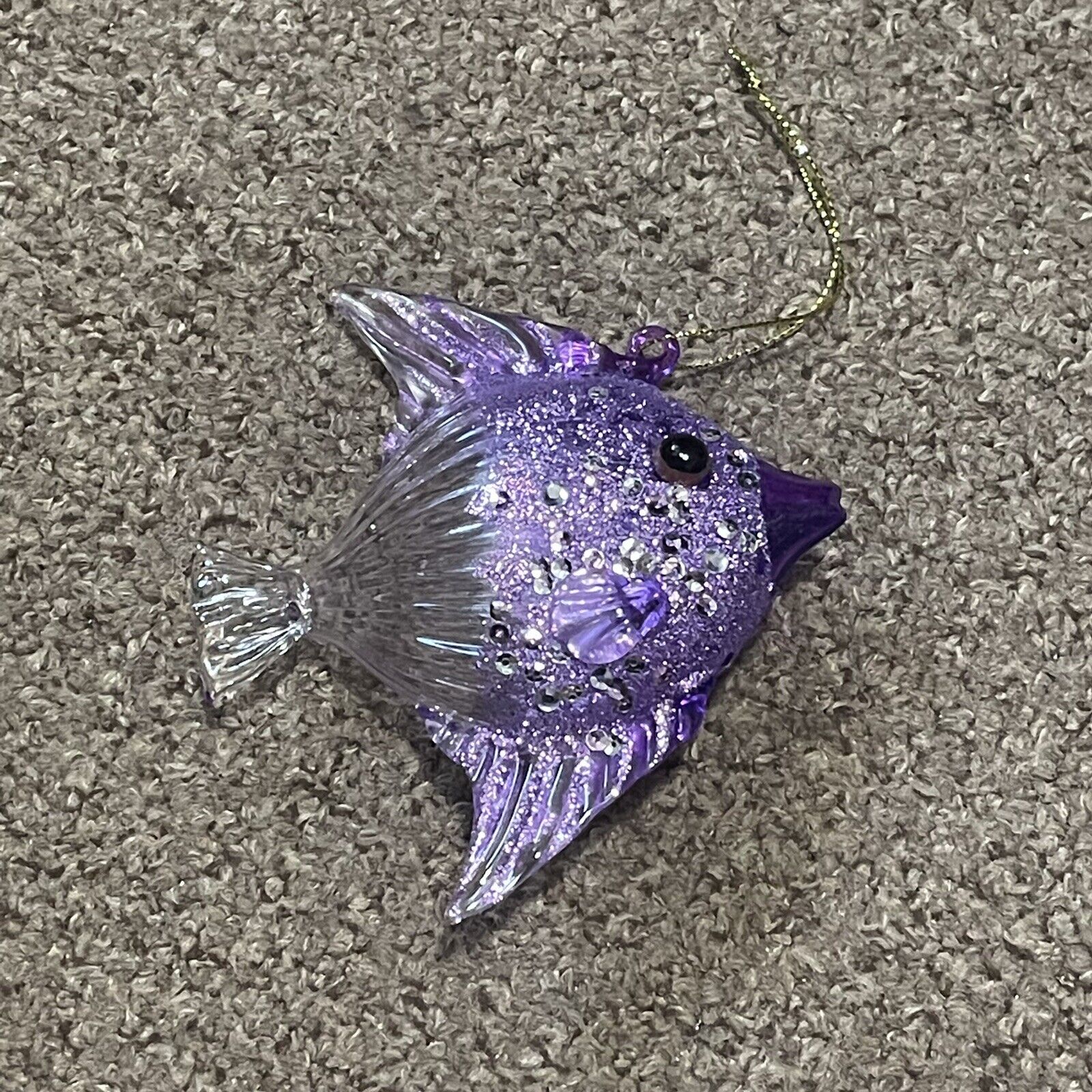 Vintage Blown Glass Purple Fish Christmas ORNAMENT