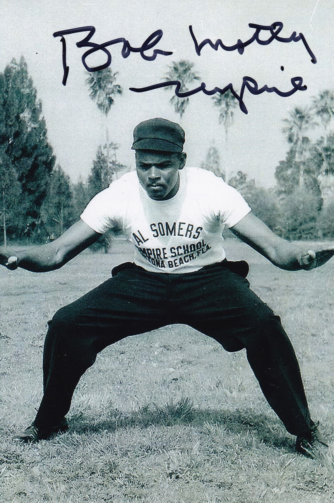 Bob Motley Signed Autographed 4x6 Photo WWII Negro League Umpire USMC Okinawa
