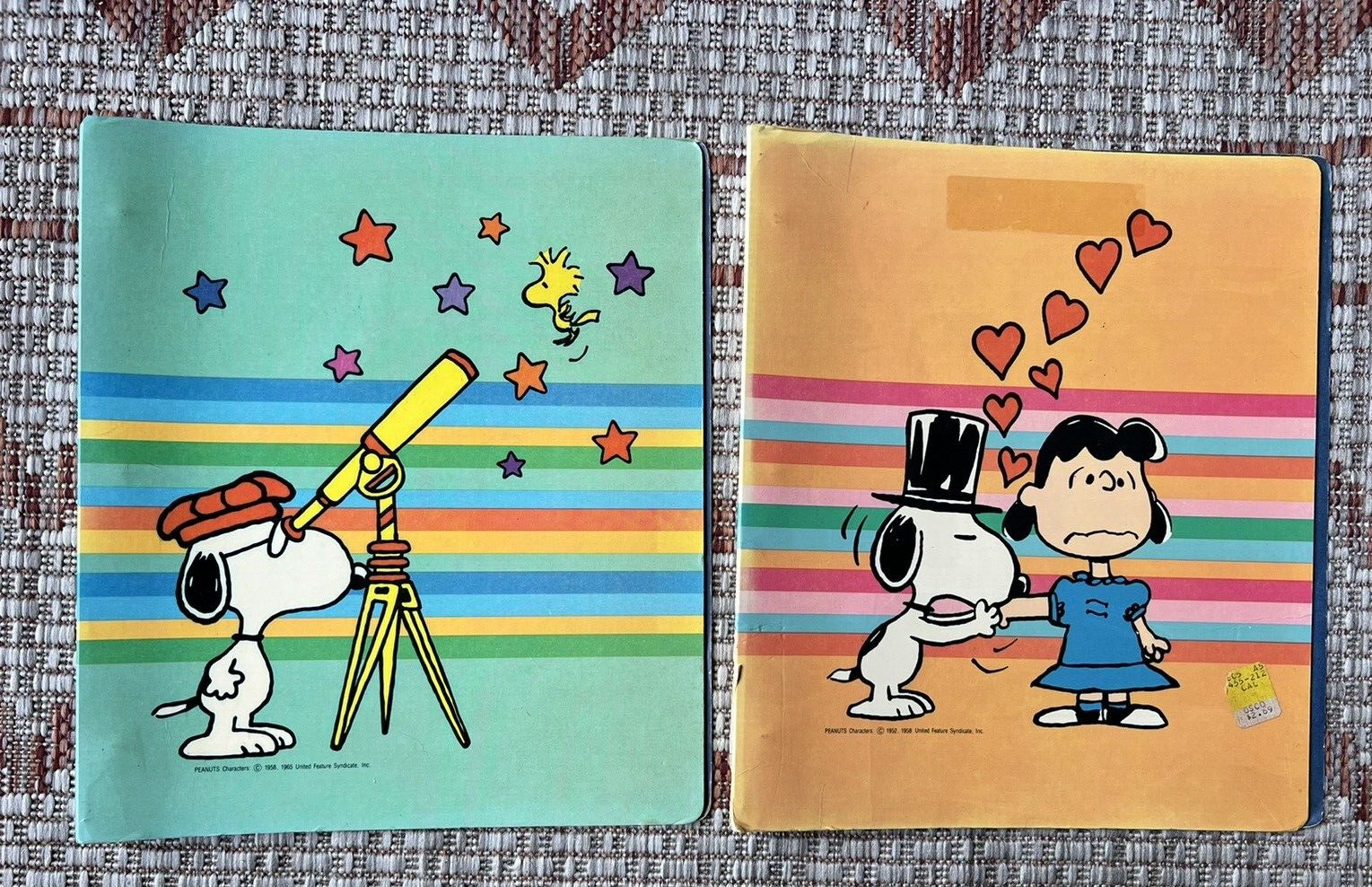2x Vintage 50s Snoopy 3 Ring Binder Peanuts Collection 1958 1965