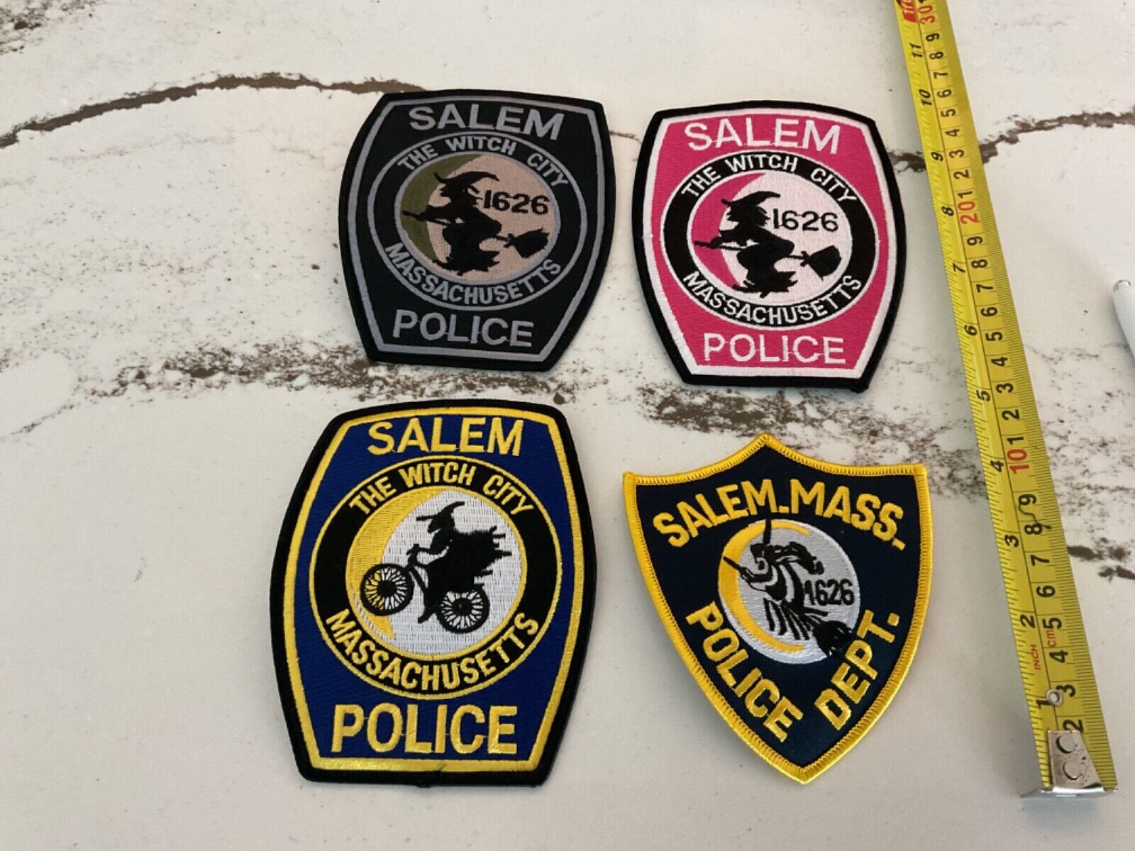 Salem Massachusetts Police Patch collectable Set 4 pieces full size