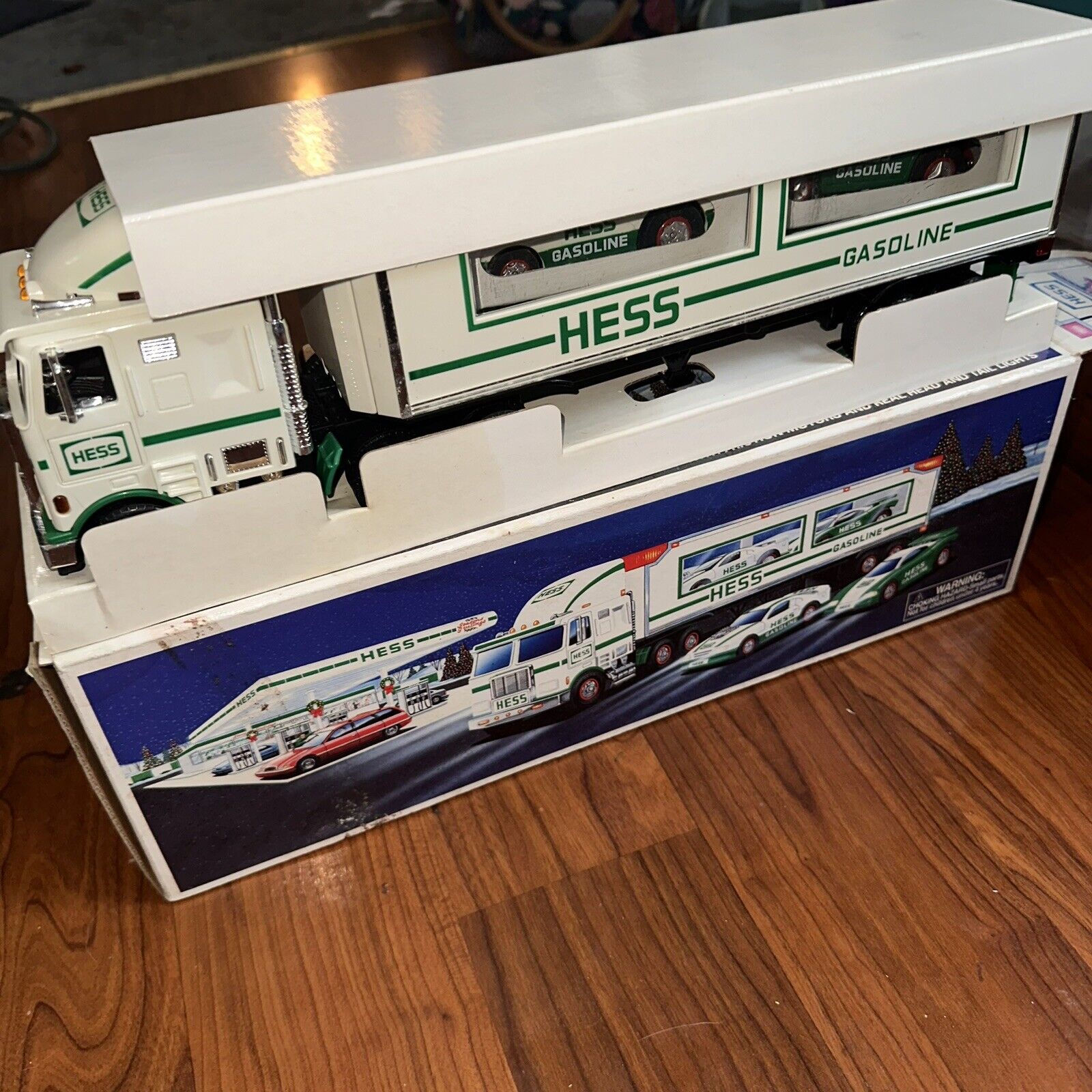 2003 Hess Gasoline Toy Truck and Race cars in Original Box