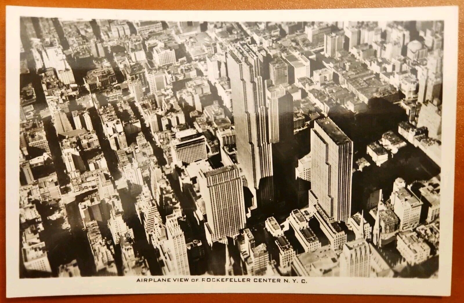 RPPC Aerial View of Rockefeller Center, New York City Real Photo Postcard 