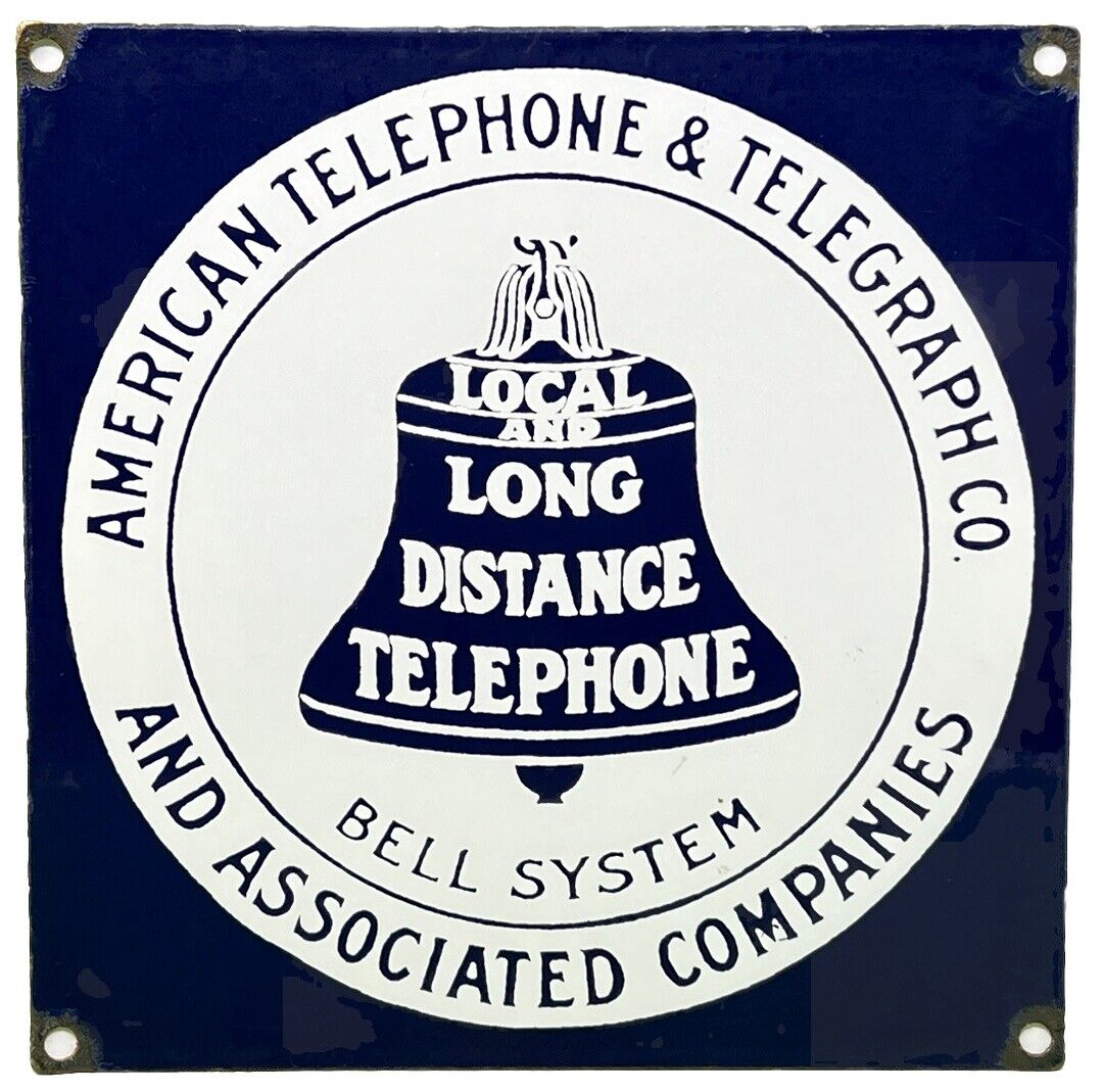 VINTAGE BELL SYSTEM PUBLIC PAYPH0NE PORCELAIN SIGN GAS STATION OIL TELEPHONE ATT