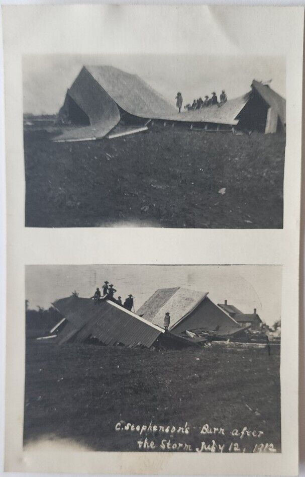 RPPC Wisconsin? C. Stephenson\'s Barn After The Storm July 12th 1912 VTG Postcard