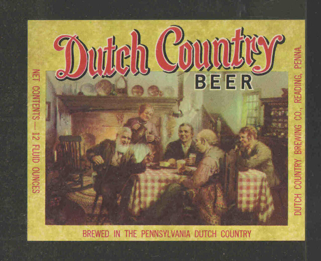 DUTCH COUNTRY BEER BOTTLE LABEL READING PA - UNUSED