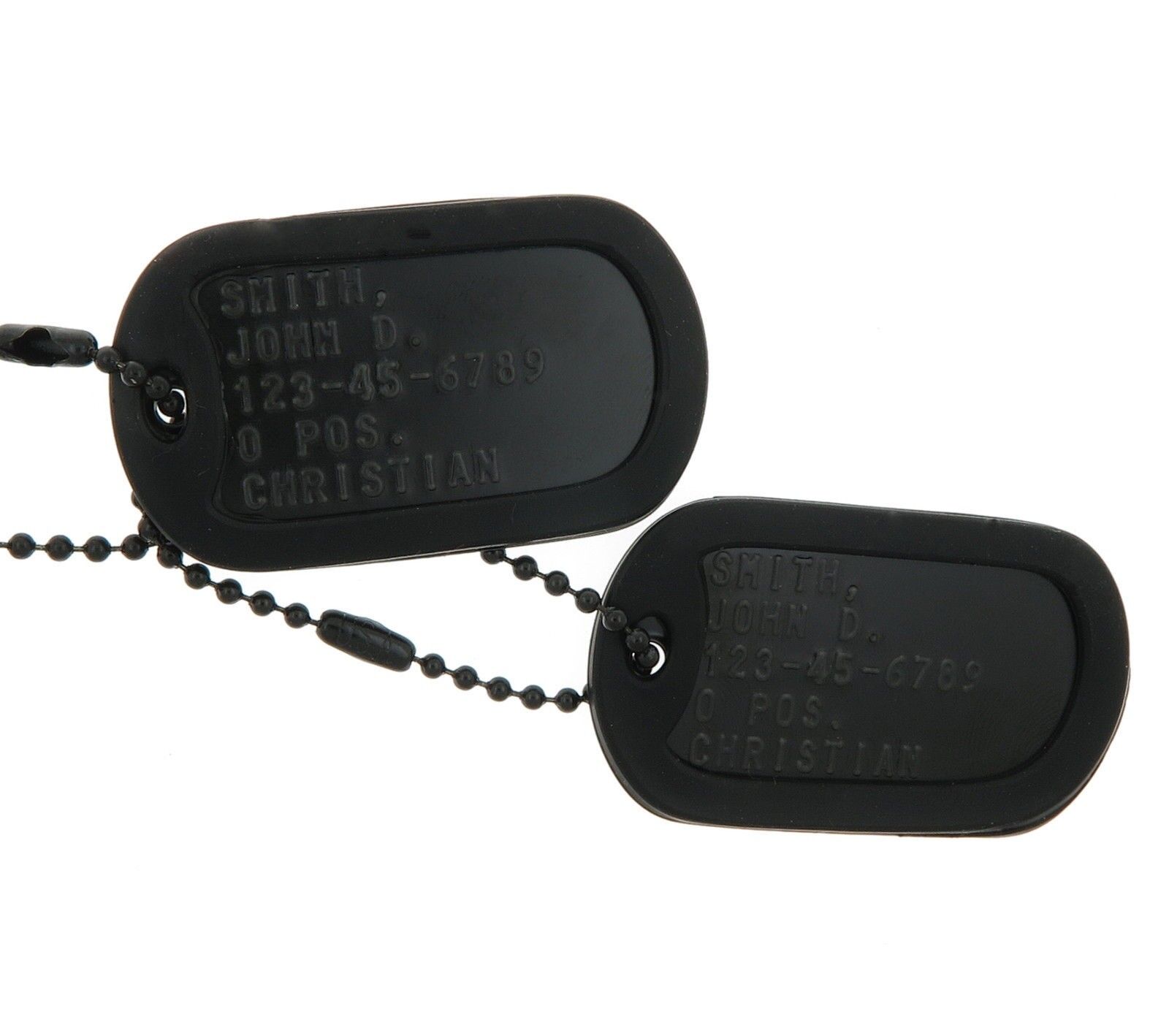 Custom Embossed Black Special Forces Military Army Ranger Navy Seals ID Dog Tags