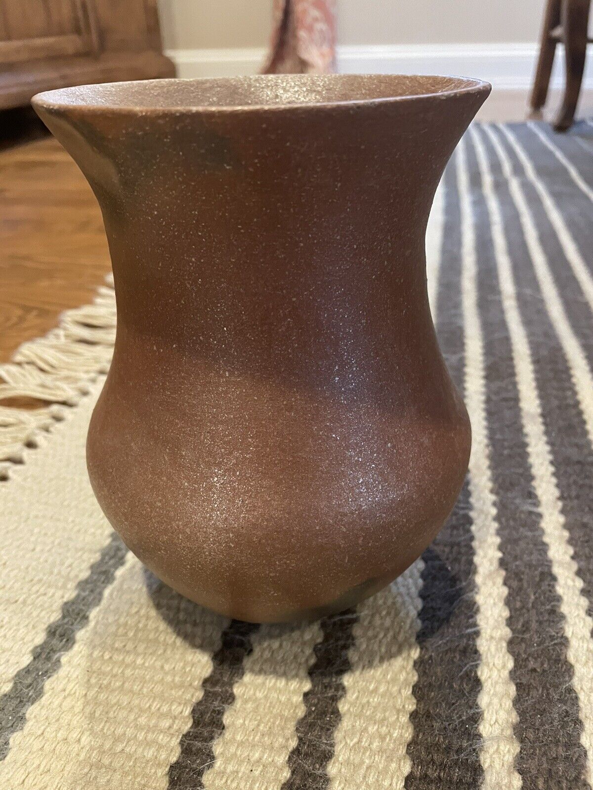 Native American Pottery Jicarilla Apache Micaceous Clay  Vase By S. Nunez