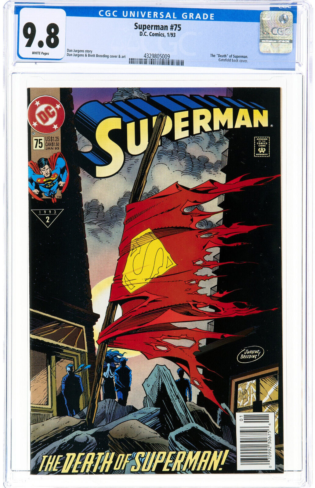 SUPERMAN #75 CGC 9.8 NEWSSTAND EDITION DEATH OF SUPERMAN 1993 COMIC Q6 439 cm pr