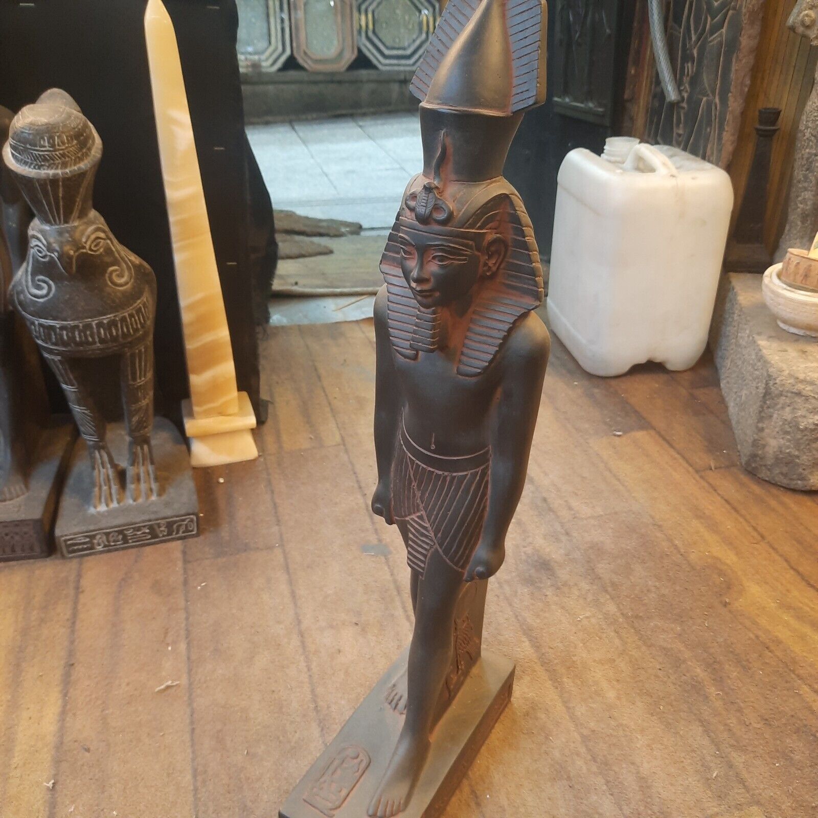 Ramses II Antique Ancient Egyptian Pharaoh Statue Black Stone 52 Cm