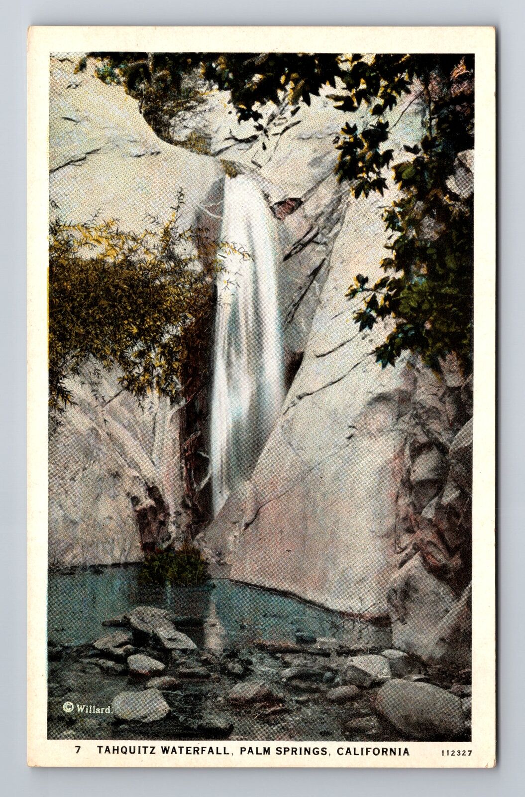Palm Springs CA-California, Scenic Tahquitz Waterfall, Antique Vintage Postcard