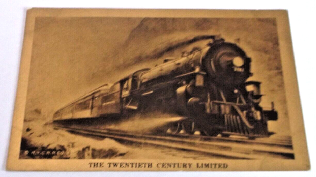 1924 NEW YORK CENTRAL NYC 20th CENTURY LIMITED UNUSED COMPANY GOLDEN POST CARD