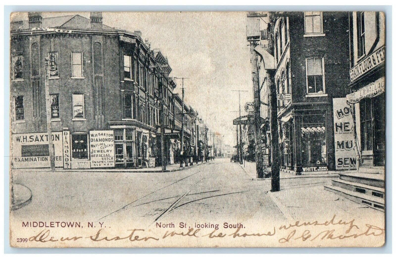1906 North St Looking South Buildings Road Middletown New York Vintage Postcard