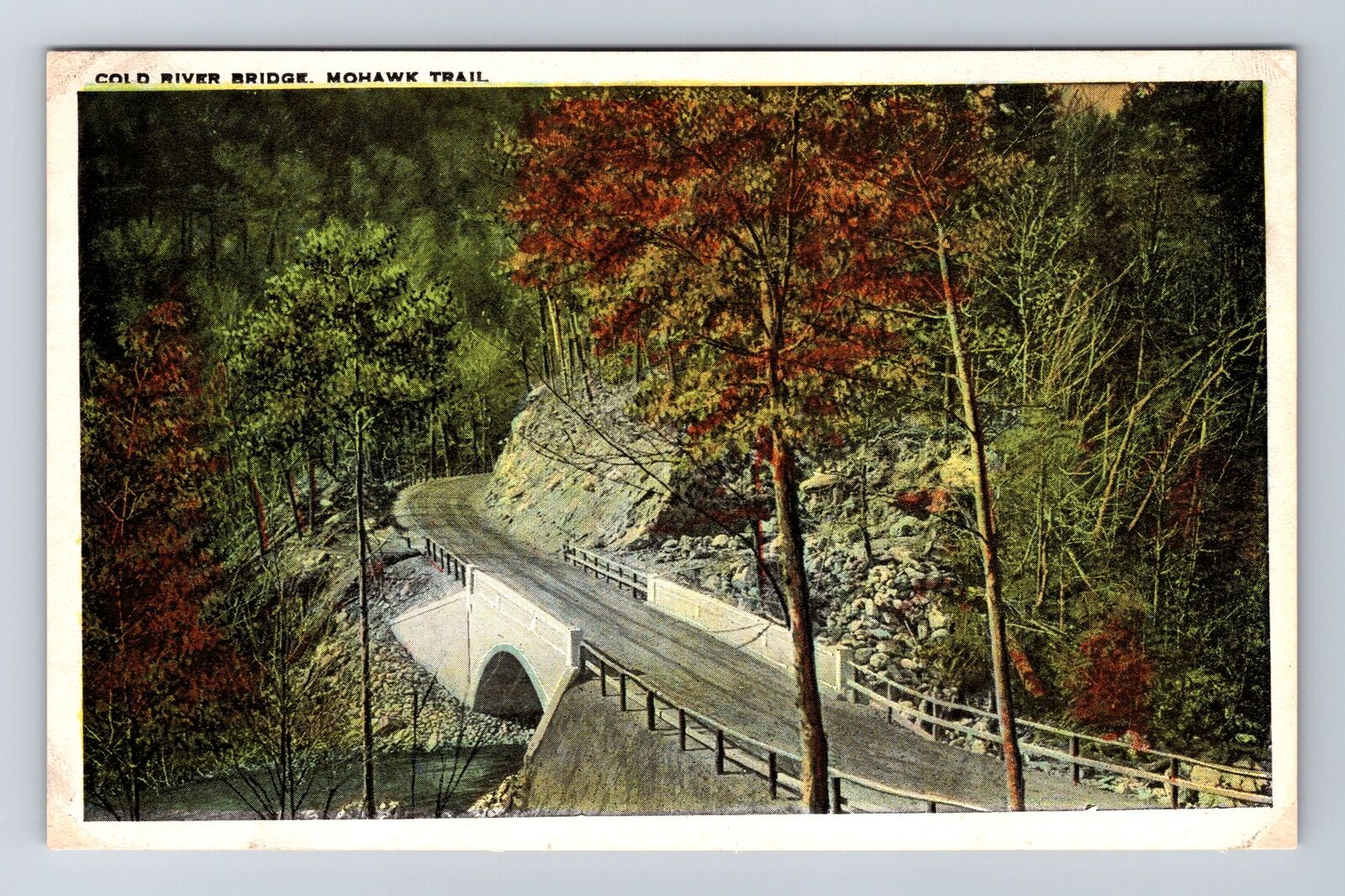 North Adams MA-Massachusetts, Cold River Bridge, Mohawk Trail, Vintage Postcard