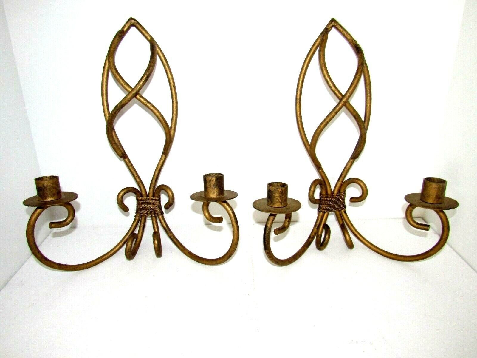 WROUGHT IRON SCONCE CANDLE HOLDER SET OF 2