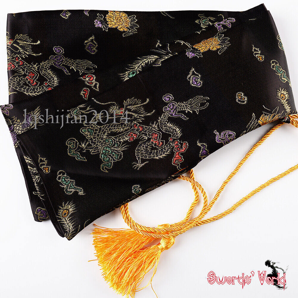 black soft storage bag with Chinese dragon pattern for japanese samurai sword