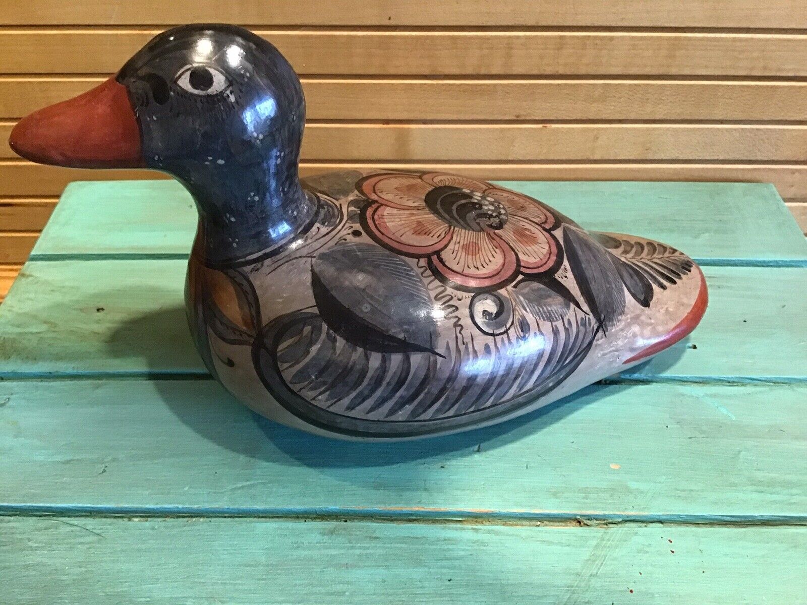 Vtg Tonala Mexico Duck Bird Figurine, 7.5”