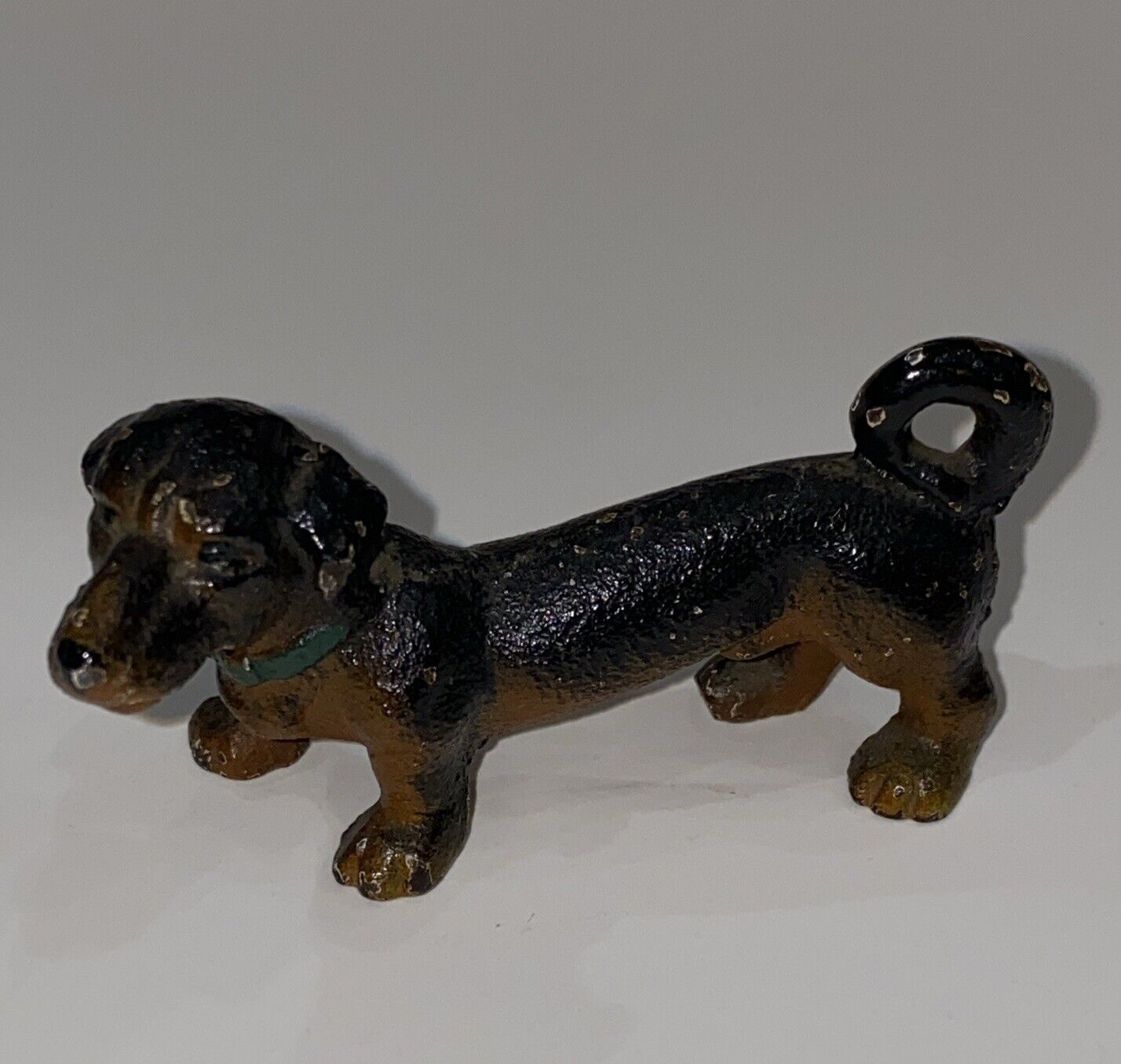 Vintage cast iron Dachshund dog paper weight Americana rustic figural
