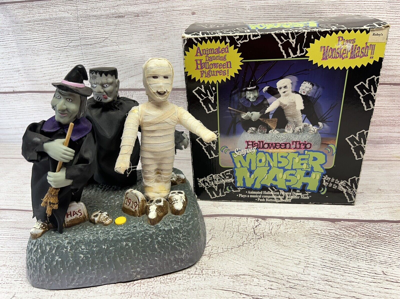 Vintage Gemmy Halloween Singing Monster Mash Trio Dances W/ Box Tested 1997 90's