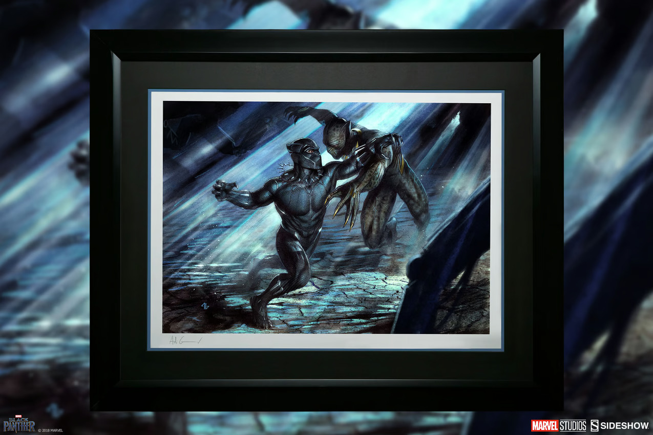 Sideshow Black Panther vs Erik Killmonger Framed Art Print by Adi Granov