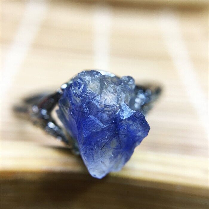 9.3Ct 100%Natural Blue Rare Dumortierite Quartz Rutilated Adjustable Ring