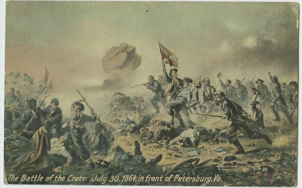 Painting Battle of the Crater 7/30/1864 Petersburg Va 1914 Antique Postcard