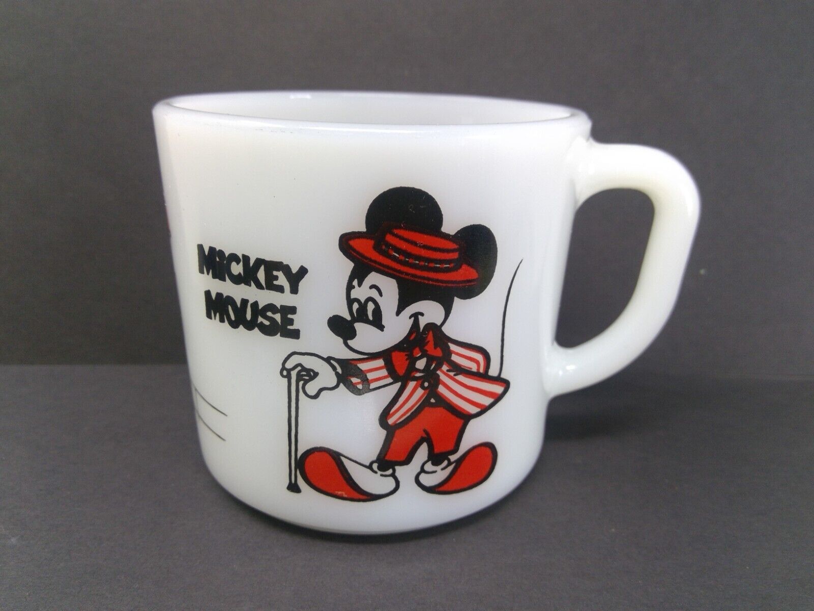 Walt Disney Productions Anchor Hocking Mickey & Minnie Mouse Milk Glass Mug