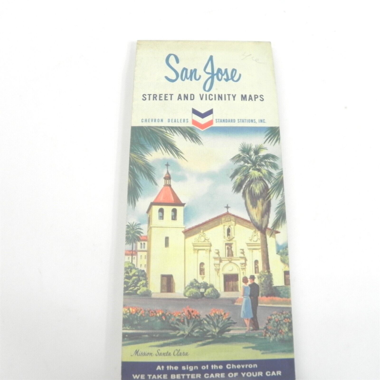 VINTAGE 1963 CHEVRON OIL COMPANY MAP OF SAN JOSE CALIFORNIA TOURING GUIDE GAS