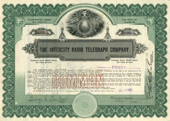 Intercity Radio Telegraph Co. - Telephone & Telegraph