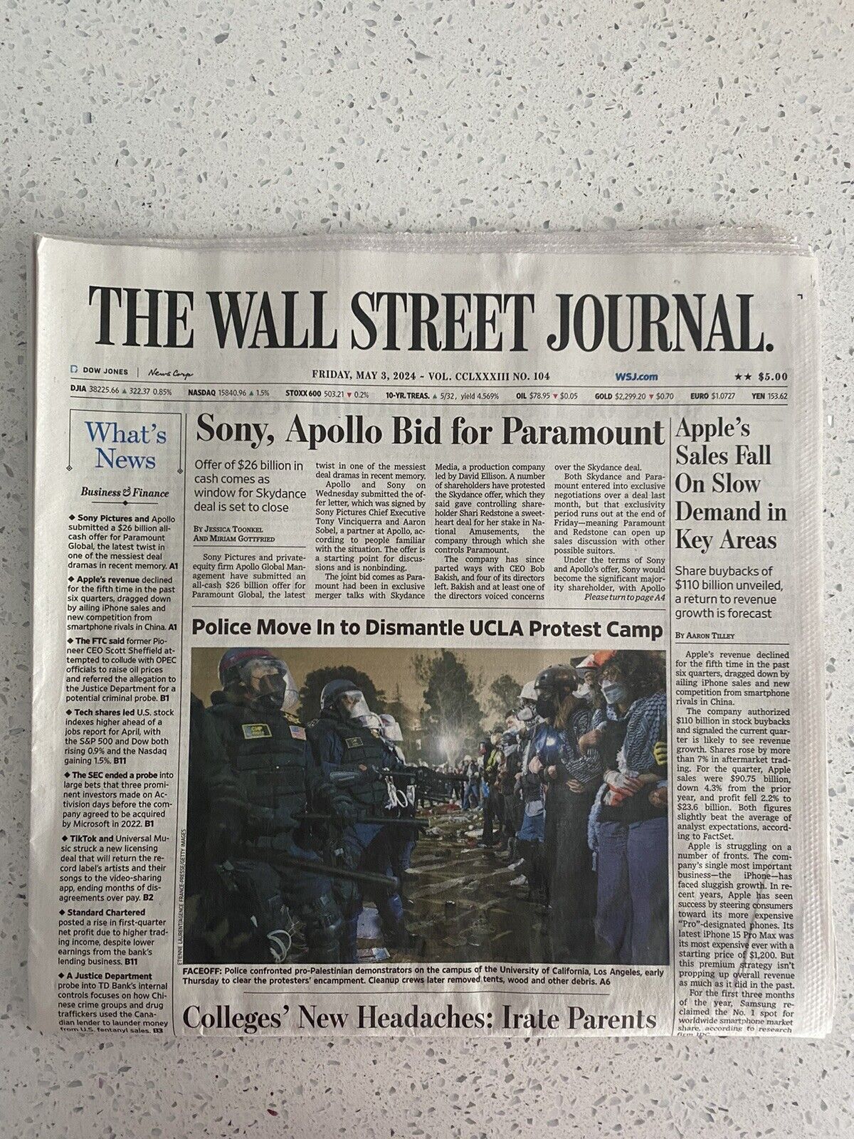 The Wall Street Journal Friday, May 3, 2024 Complete Print Newspaper (NEW)