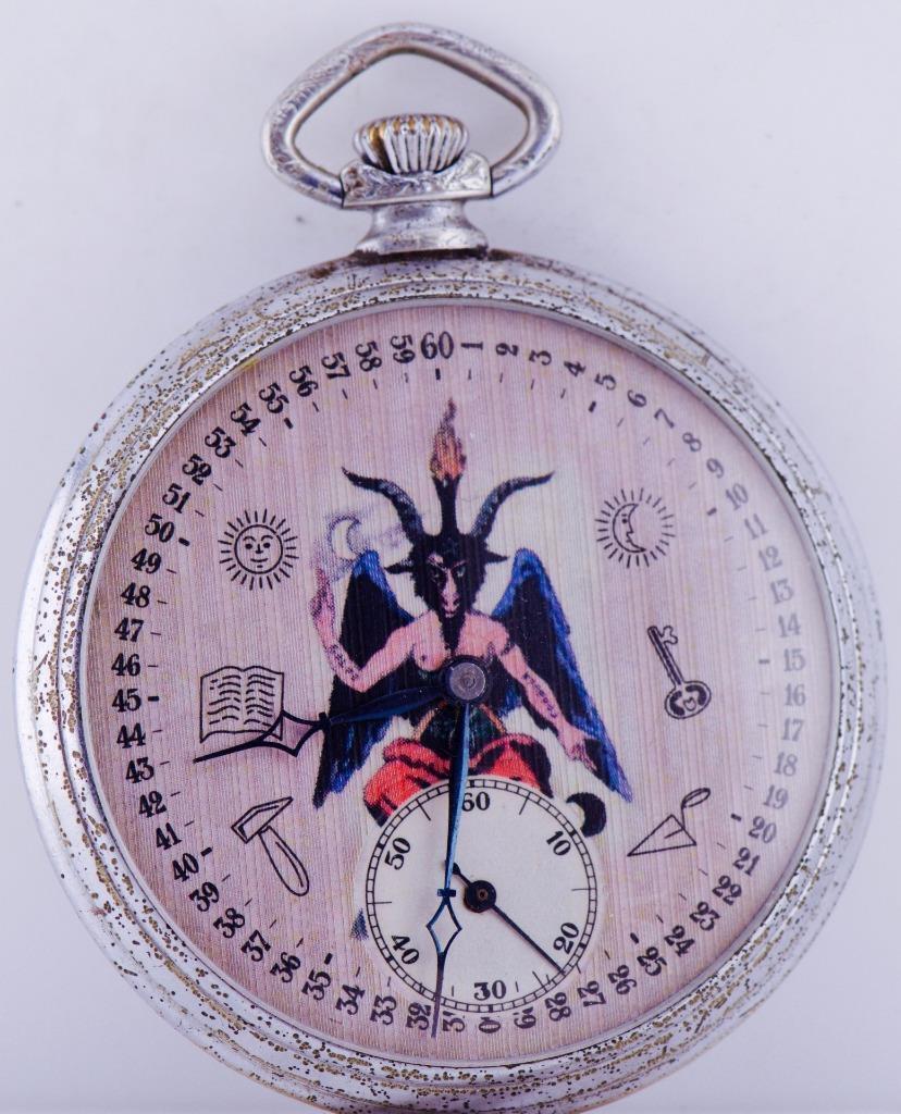 Antique Ancora Occult Pocket Watch Masonic Templar Baphomet-Enamel Dial c1900
