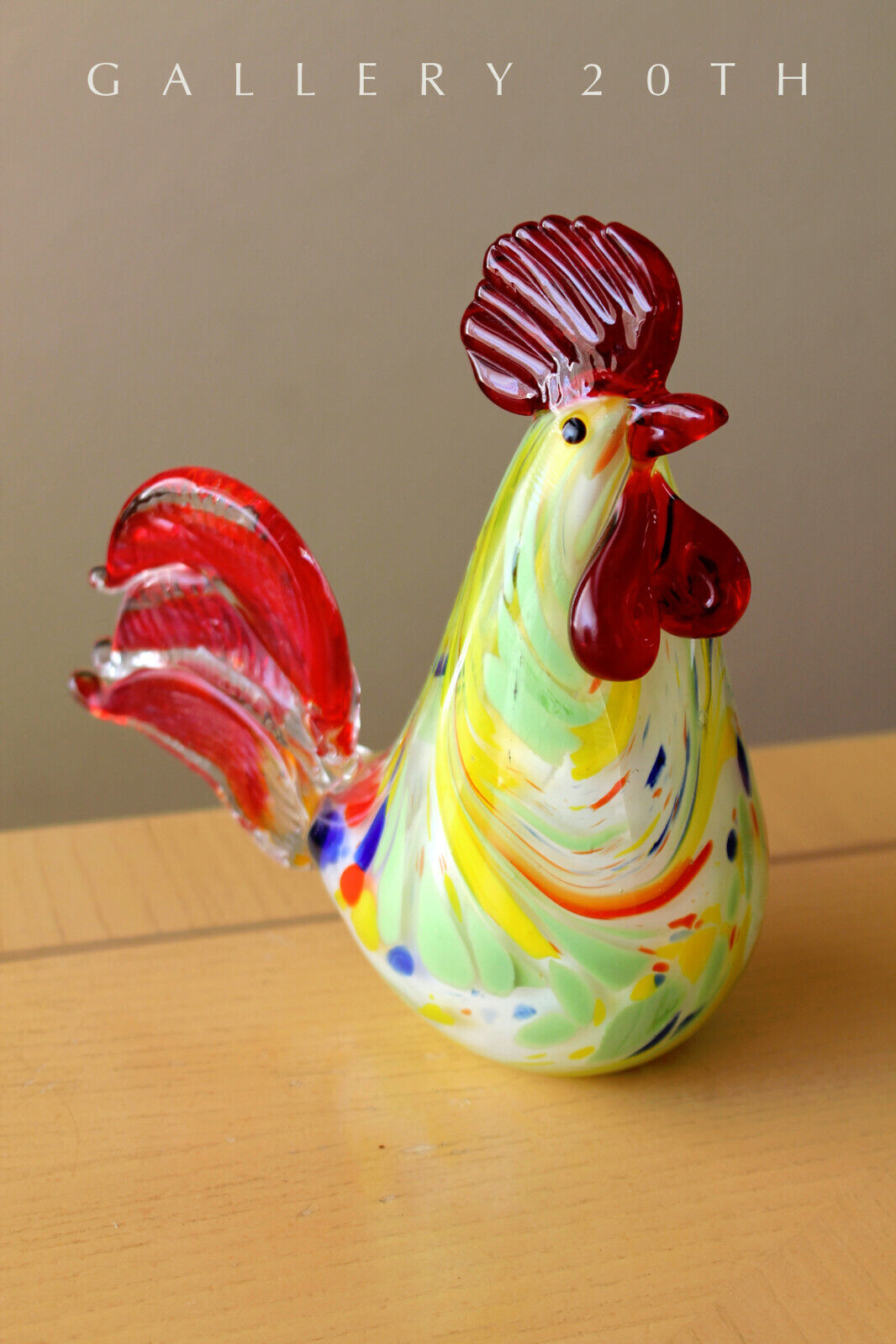 SUPERB ITALIAN MID CENTURY MODERN MURANO ROOSTER SCULPTURE RED VTG GLASS 50\'S