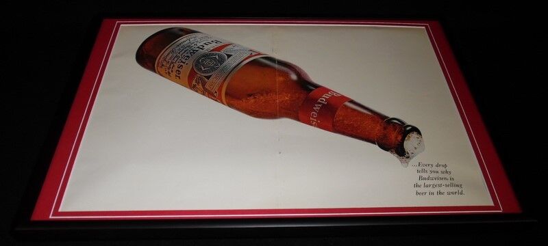 1965 Budweiser Beer Framed 12x18 ORIGINAL Vintage Advertising Display 