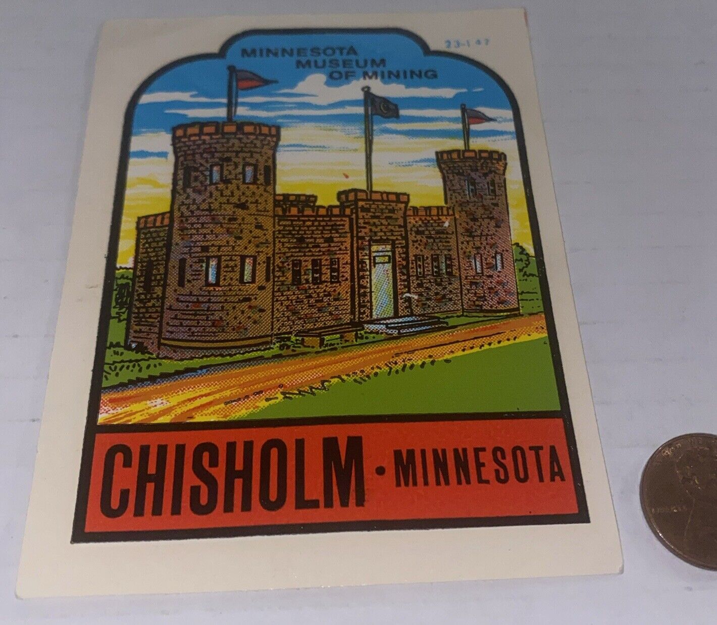 Vintage Chisholm Minnesota State Souvenir Travel Water Decal IMPKO Mining Museum