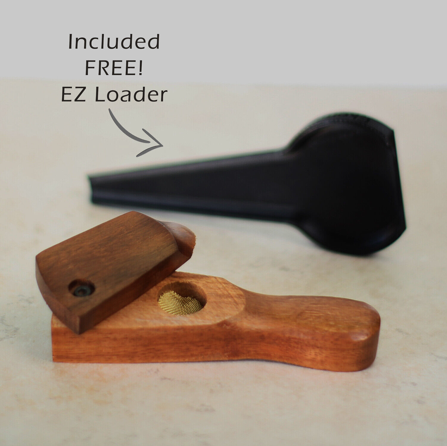 Curved Duo tone Lid Premium Wood Hand Crafted Smoking Pipe with EZ Loader