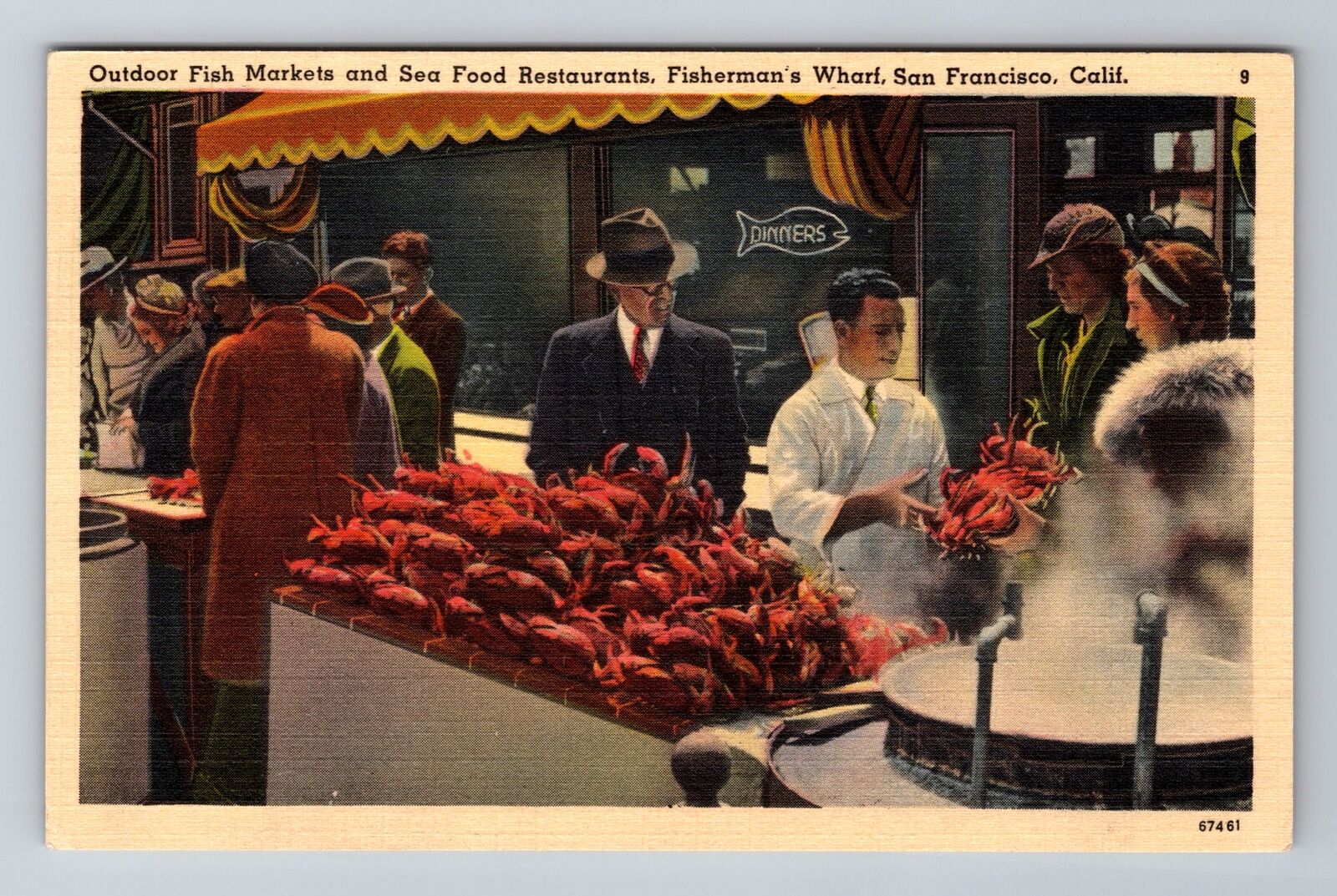 San Francisco CA- California, Outdoor Fish Markets, Antique, Vintage Postcard