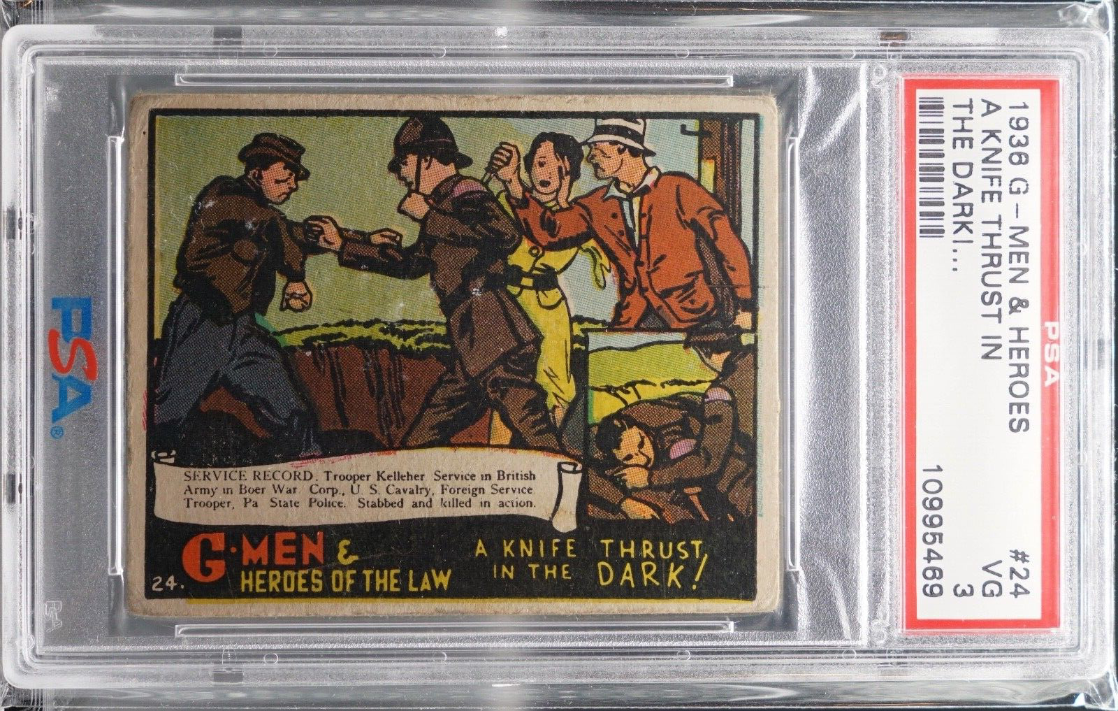 1936 Gum G-Men & Heroes of The Law - #24 G-Men Card A Knife Thrust.. PSA 3