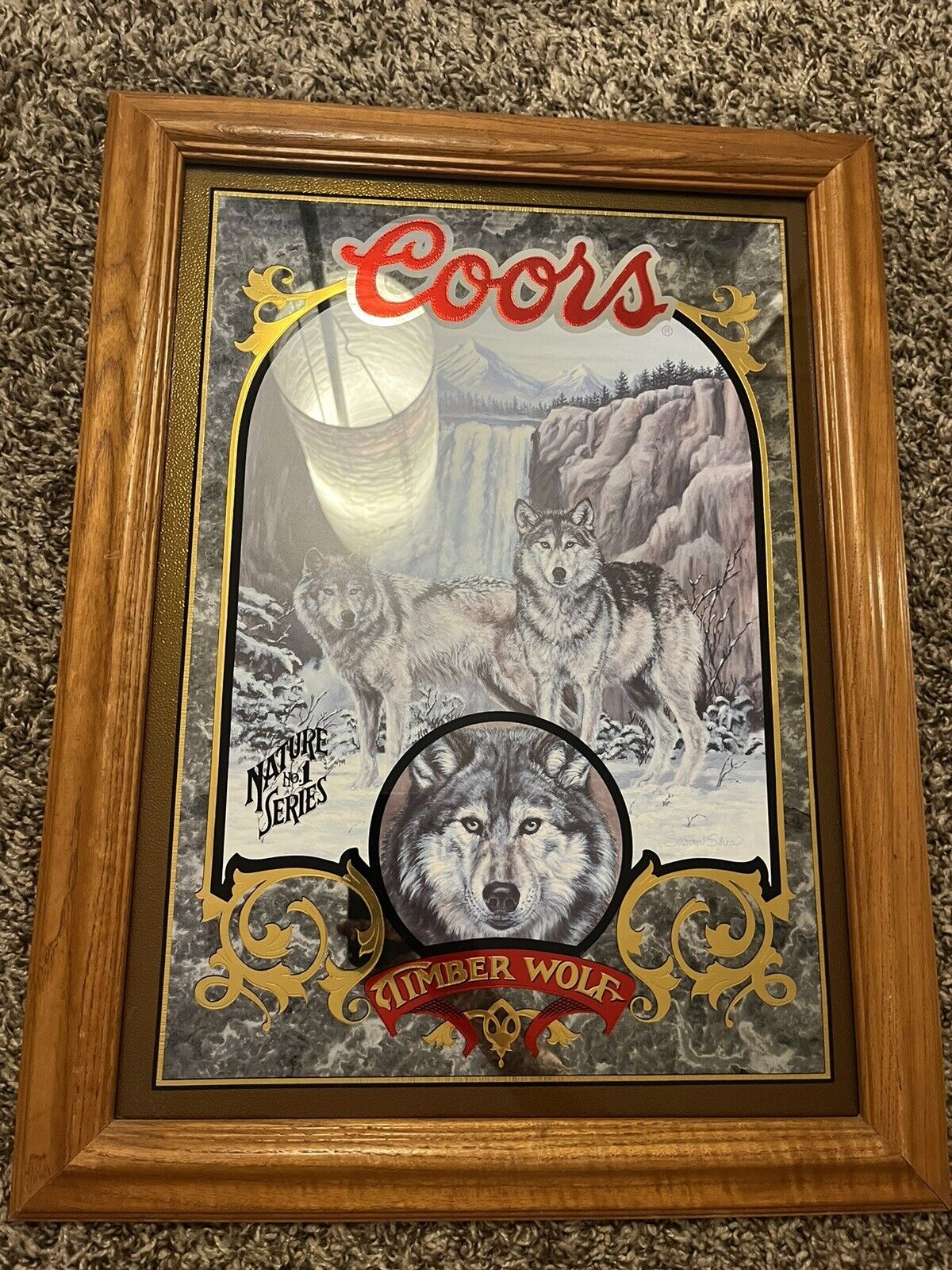 1995 Coors Timber Wolf Mirror Nature Series No. 1