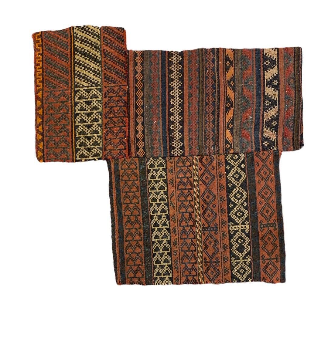 3 Beautiful 19th Cent Persian Wool Woven Kilim Fabrics 1604