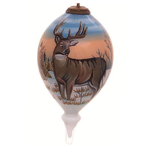 Inner Beauty 1710372 Brown Whitetail Deer Hand Painted Mouth Blown Glass 