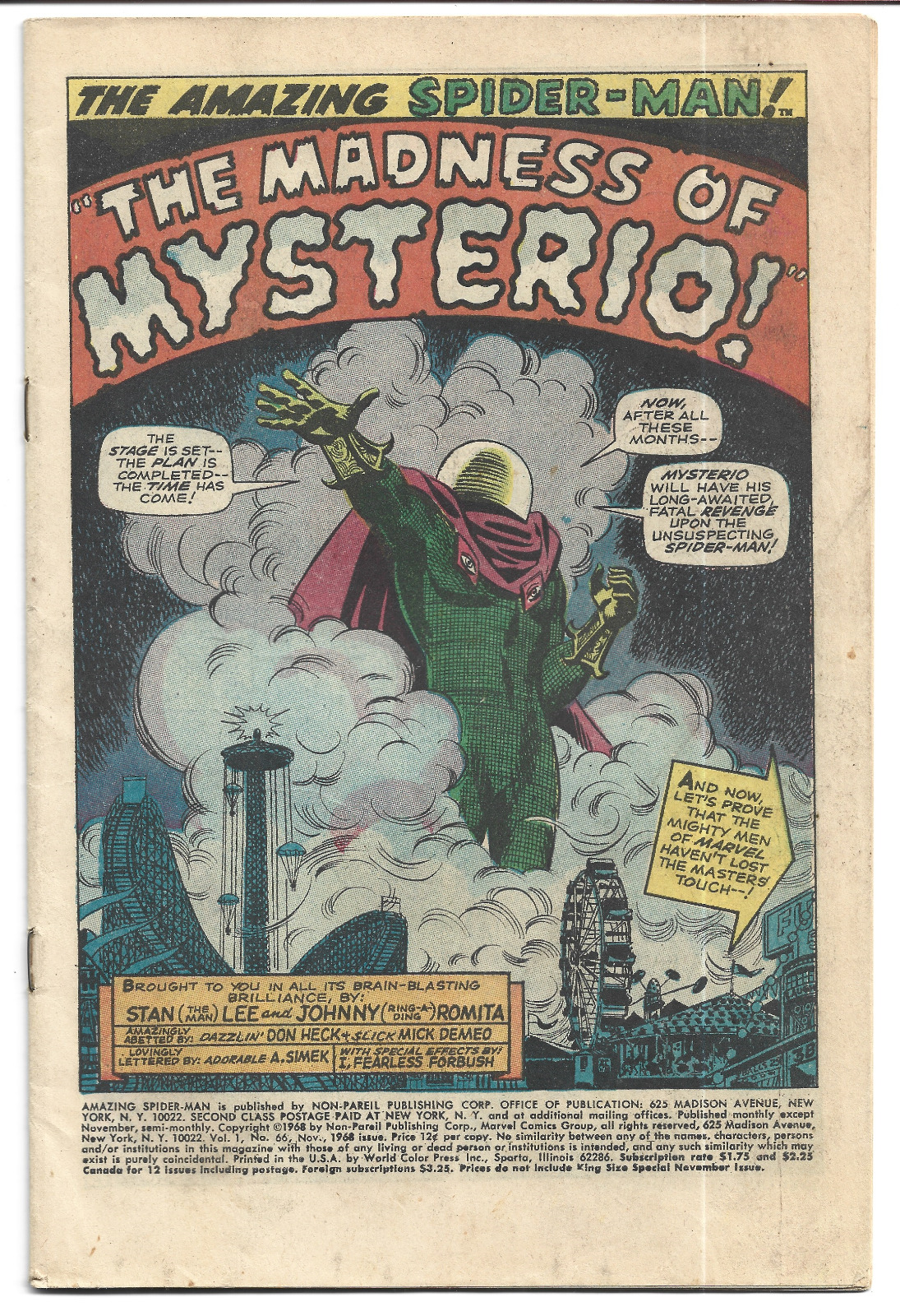 Amazing Spider-Man #66 (1968) NO COVER (Marvel) Mysterio Stan Lee John Romita Sr