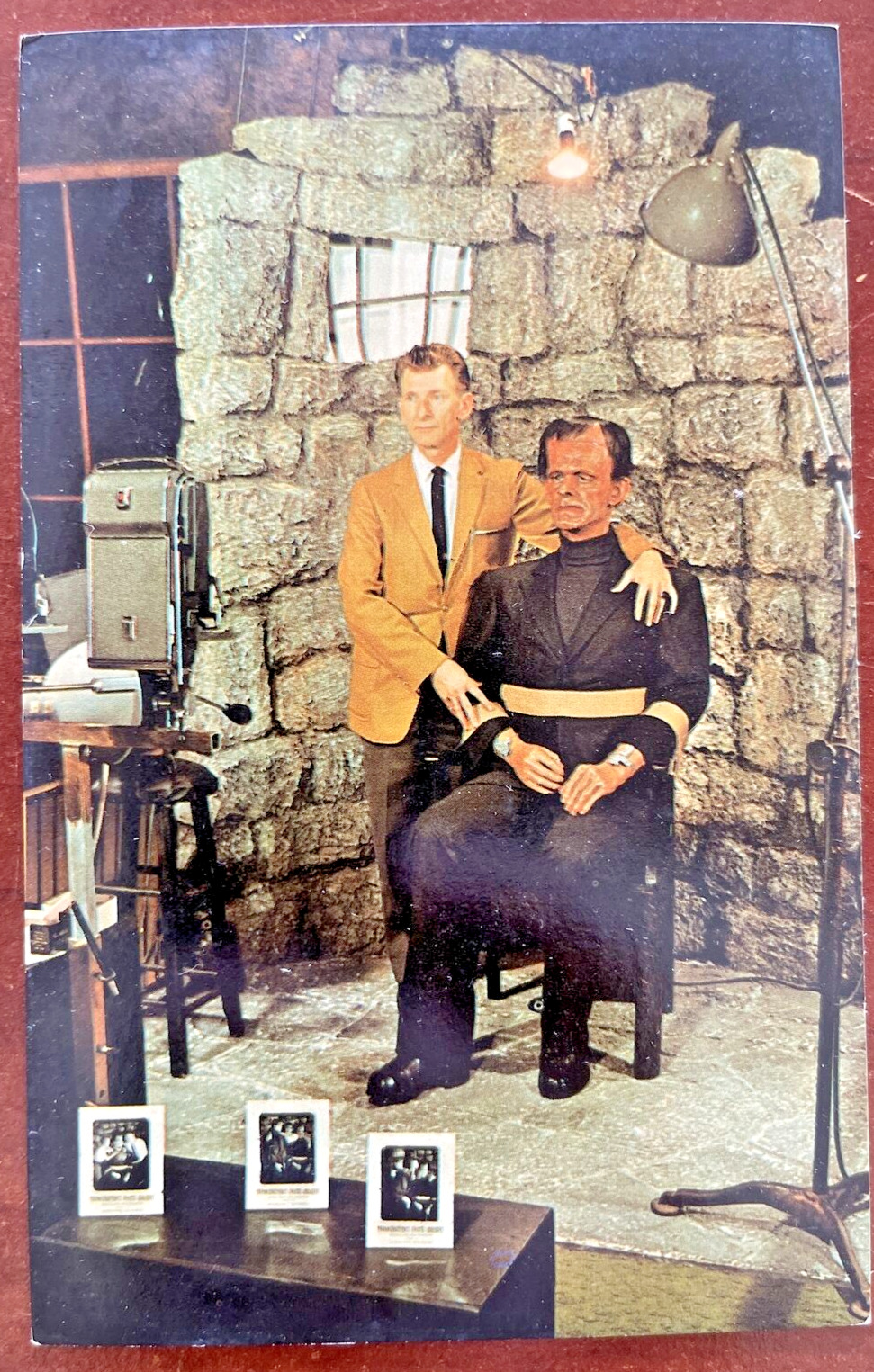 Boris Karloff in Movie Frankenstein  Movieland Wax Museum Vintage 1962 Postcard 
