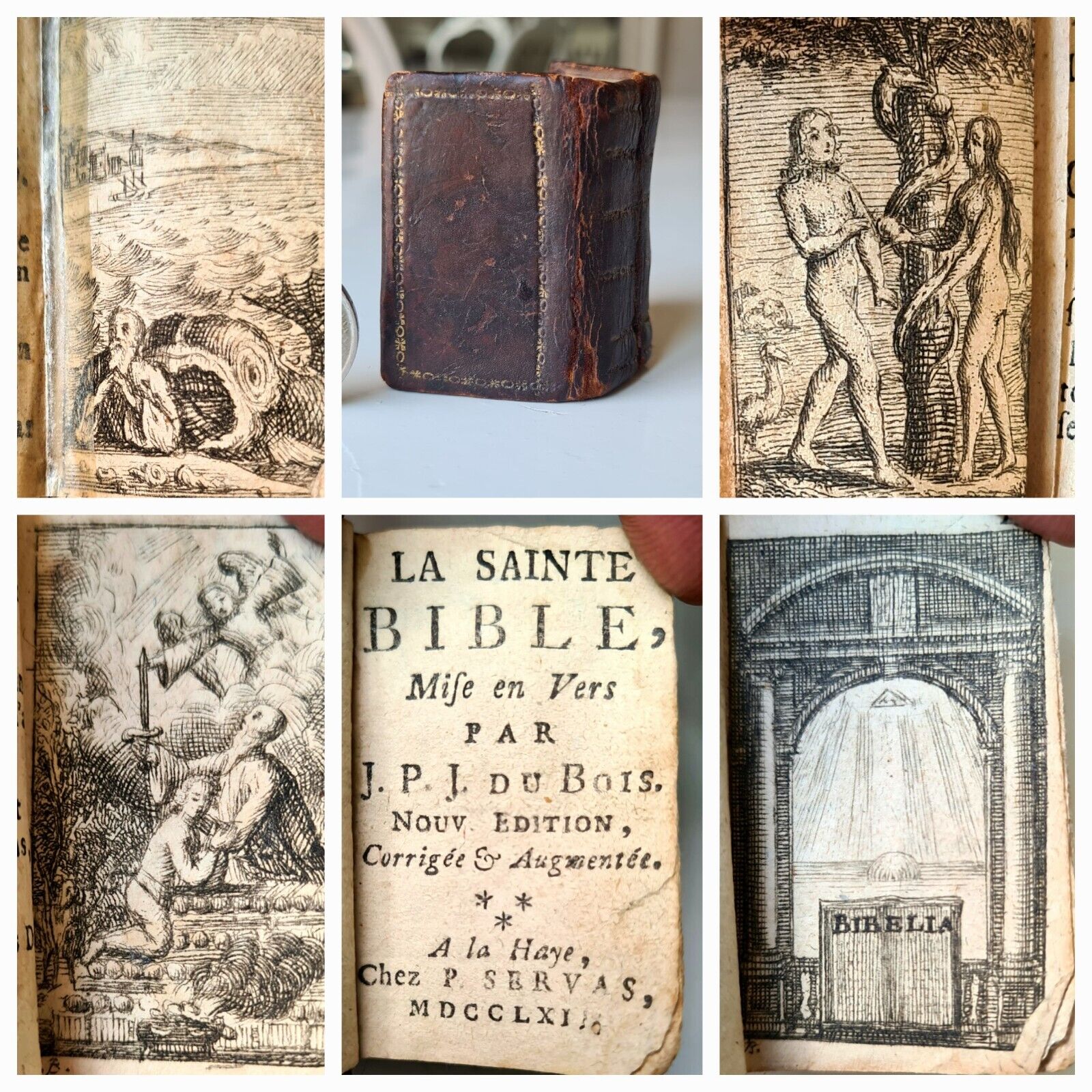 Very rare 1762  Dutch  Miniature Bible, 'Bible de Chignon', 'Haar-knoten' Bibel
