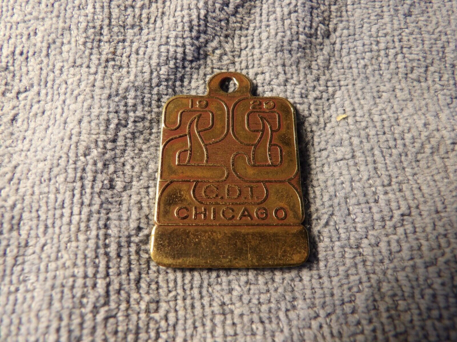 Vintage 1929 Chicago C.T.D., Brass Dog Tag Tax License #