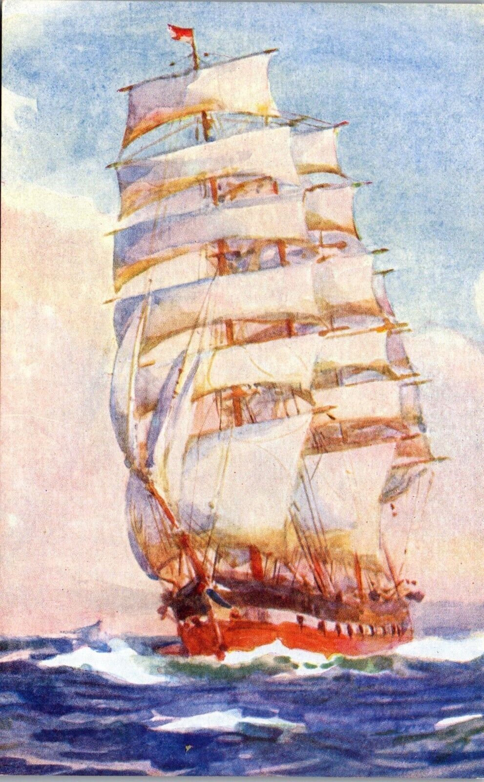 Vintage Tuck's Oilette Postcard Sailing the Seven Seas sailboat # 3070 Ship 