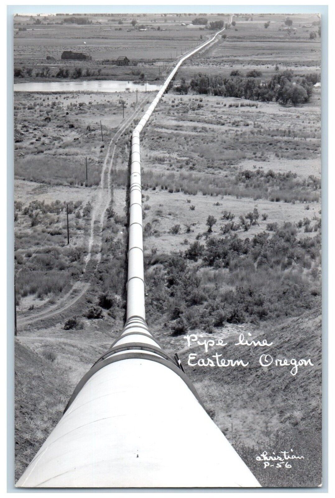 c1950\'s Pipe Line Barn Eastern Oregon OR RPPC Unposted Photo Postcard
