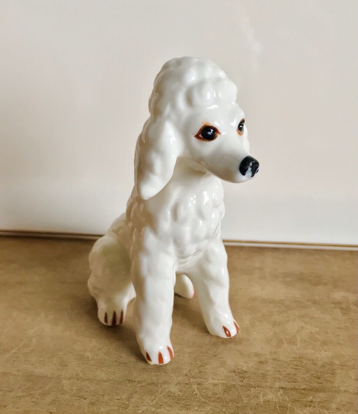🌟🐩Vintage Dog Poodle Figurine Miniature Porcelain Bone China Figurine MCM