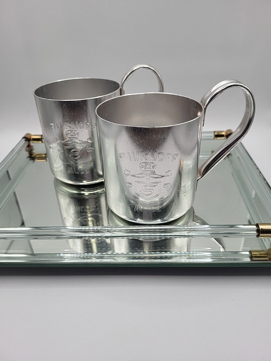 Smirnoff Vintage Vodka Moscow Mule Cup 10 oz Aluminum Copper Set Of 2
