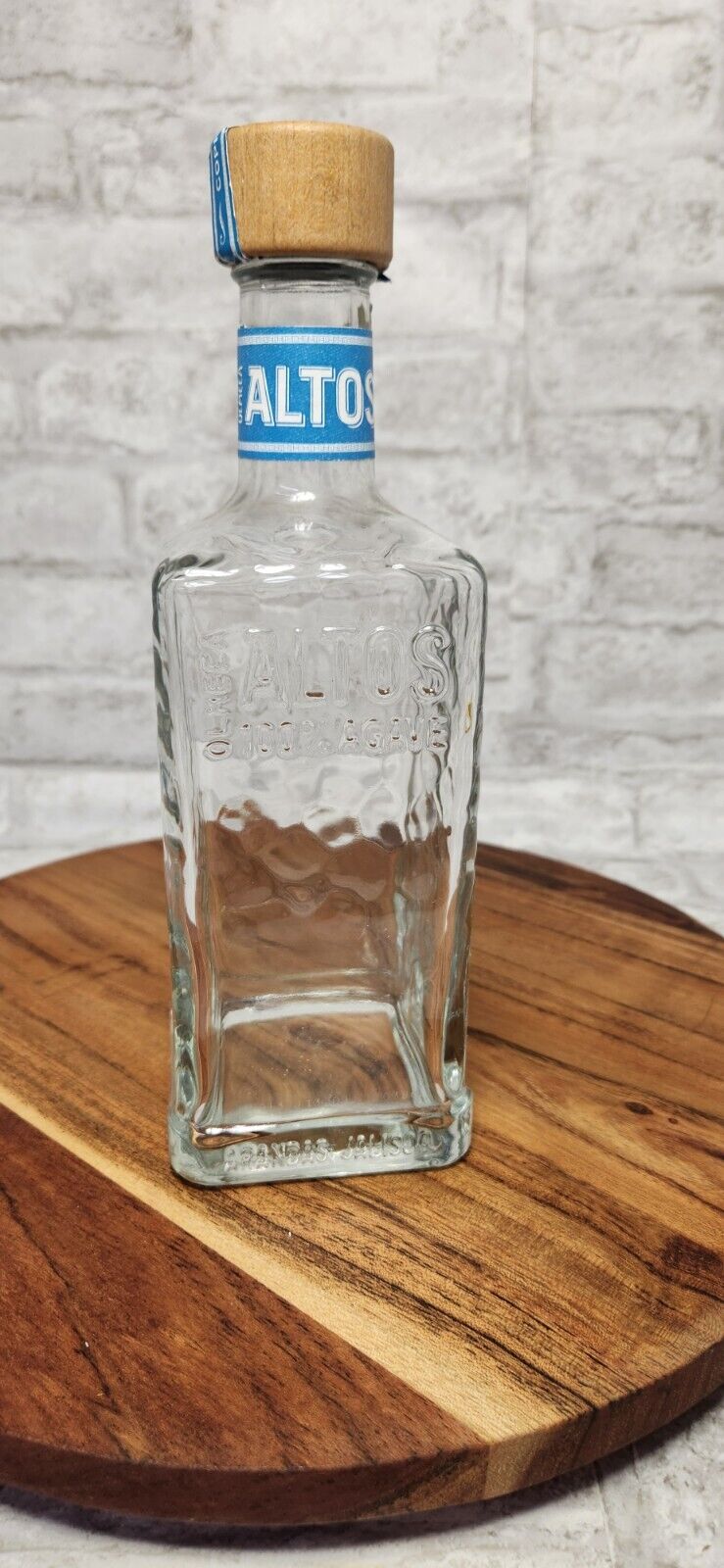 OLMECA ALTOS PLATA Tequila Bottle 750ml 100% Agave Empty Glass Liquor Mexico
