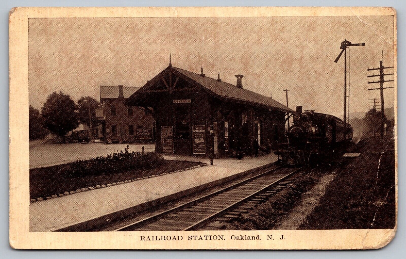 Railroad Station Oakland New Jersey — Antique Postcard c. 1915 (Very Rare)