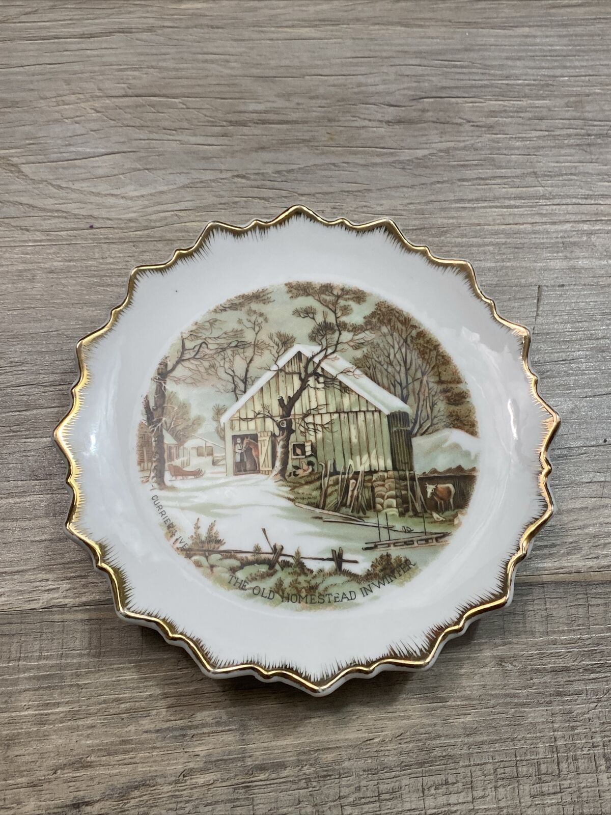CURRIER and IVES Plate The Old Homestead in Winter Collectible 7.25 inches